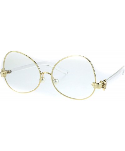 Butterfly Pearl Nose Pad Clown Hand Hinge Drop Temple Swan Eye Glasses - Gold - C7184Y0NNM3 $28.12
