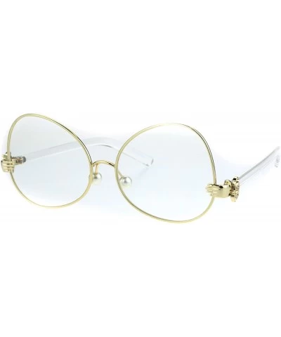 Butterfly Pearl Nose Pad Clown Hand Hinge Drop Temple Swan Eye Glasses - Gold - C7184Y0NNM3 $26.39