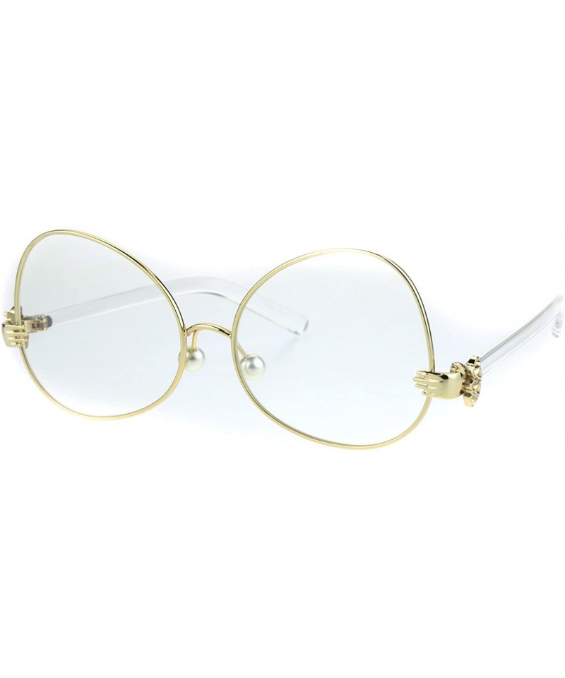 Butterfly Pearl Nose Pad Clown Hand Hinge Drop Temple Swan Eye Glasses - Gold - C7184Y0NNM3 $13.89