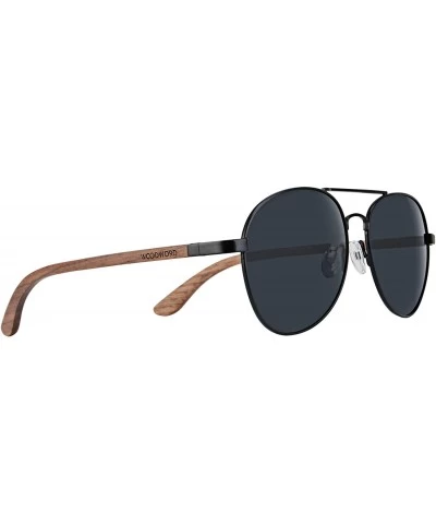 Aviator Walnut Wood Sunglasses Aviator Sunglasses with Polarized Lenses for Men or Women - Black - CB18TT78GHZ $41.99