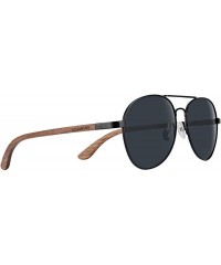 Aviator Walnut Wood Sunglasses Aviator Sunglasses with Polarized Lenses for Men or Women - Black - CB18TT78GHZ $25.42