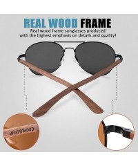 Aviator Walnut Wood Sunglasses Aviator Sunglasses with Polarized Lenses for Men or Women - Black - CB18TT78GHZ $25.42