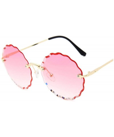 Round RimlWomen Sunglasses 2019 Clear Alloy Frame Vintage Retro Designer Eyeglasses Adult Shades - Pink - CF198AIR2SH $33.06