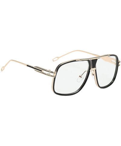 Oversized Large Oversized Fashion Sunglasses Square Shape UV400 Vintage Retro - Gold Frame Clear Lens - C7195H943QW $25.80