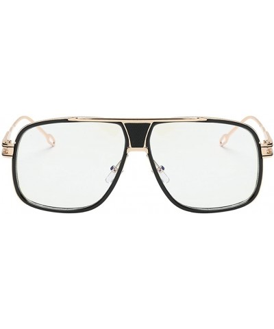 Oversized Large Oversized Fashion Sunglasses Square Shape UV400 Vintage Retro - Gold Frame Clear Lens - C7195H943QW $12.90