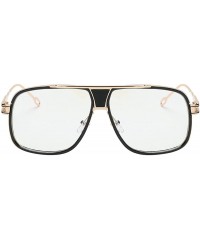 Oversized Large Oversized Fashion Sunglasses Square Shape UV400 Vintage Retro - Gold Frame Clear Lens - C7195H943QW $12.90