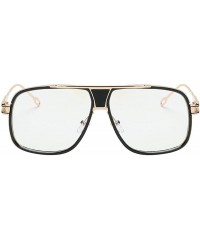 Oversized Large Oversized Fashion Sunglasses Square Shape UV400 Vintage Retro - Gold Frame Clear Lens - C7195H943QW $12.90