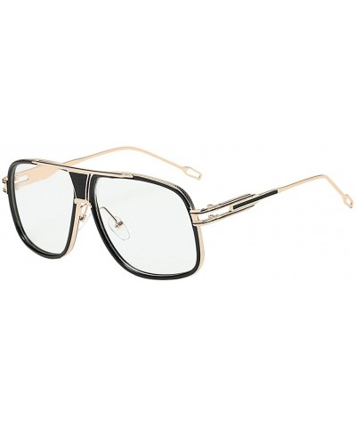 Oversized Large Oversized Fashion Sunglasses Square Shape UV400 Vintage Retro - Gold Frame Clear Lens - C7195H943QW $12.90