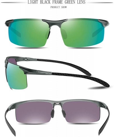 Rectangular Mens Polarized Carbon Fiber Sunglasses UV Protection Sports Fishing Driving Sunglasses for Men Al-Mg Frame - CN19...