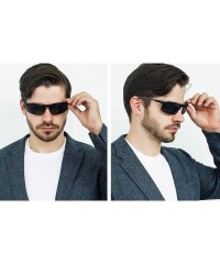 Rectangular Mens Polarized Carbon Fiber Sunglasses UV Protection Sports Fishing Driving Sunglasses for Men Al-Mg Frame - CN19...