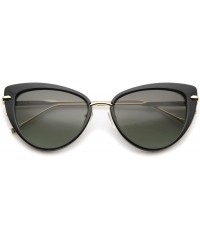 Cat Eye Women's Glam High Fashion Ultra Thin Metal Temple Cat Eye Sunglasses 55mm - Black-gold / Smoke - CP12I21R94P $19.62