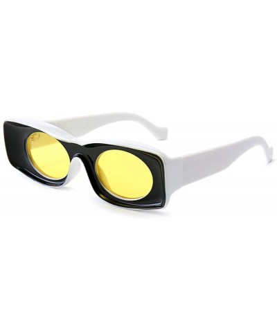 Rectangular Fashion square Small Frame Men Glasses Brand Designer Retro Rectangular Ladies Sunglasses - Black Yellow - CO18WG...