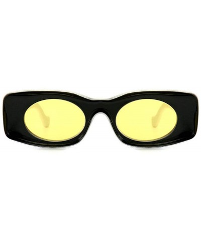 Rectangular Fashion square Small Frame Men Glasses Brand Designer Retro Rectangular Ladies Sunglasses - Black Yellow - CO18WG...