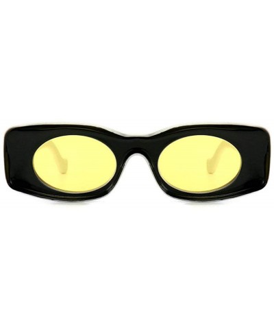 Rectangular Fashion square Small Frame Men Glasses Brand Designer Retro Rectangular Ladies Sunglasses - Black Yellow - CO18WG...