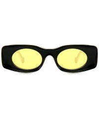 Rectangular Fashion square Small Frame Men Glasses Brand Designer Retro Rectangular Ladies Sunglasses - Black Yellow - CO18WG...