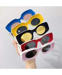 Rectangular Fashion square Small Frame Men Glasses Brand Designer Retro Rectangular Ladies Sunglasses - Black Yellow - CO18WG...