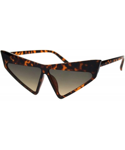 Cat Eye Thick Angry Eyebrow Plastic Triangle Cat Eye Sunglasses - Tortoise Brown - CG18S39SKZ8 $12.30