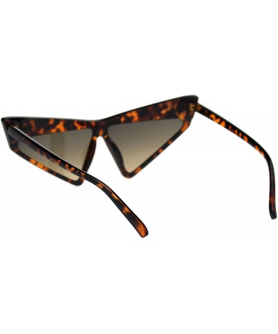 Cat Eye Thick Angry Eyebrow Plastic Triangle Cat Eye Sunglasses - Tortoise Brown - CG18S39SKZ8 $12.30