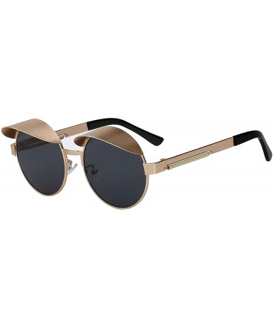 Square Sunglasses Men Women Brand Designer Vintage Sunglass - Gold W Black - CH18S7LQZSA $17.75