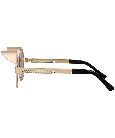Square Sunglasses Men Women Brand Designer Vintage Sunglass - Gold W Black - CH18S7LQZSA $17.75