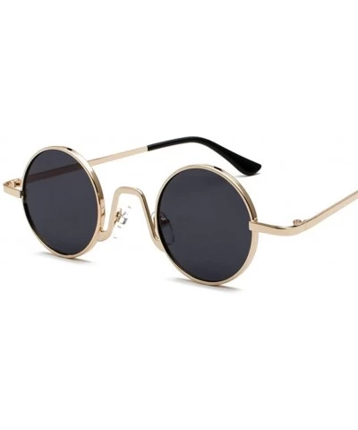 Round Round Vintage Sunglasses Men Gift Retro Sun Glasses Women Small Metal Fashion - Gold With Black - CS18IU36UE0 $18.18