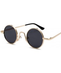 Round Round Vintage Sunglasses Men Gift Retro Sun Glasses Women Small Metal Fashion - Gold With Black - CS18IU36UE0 $11.55