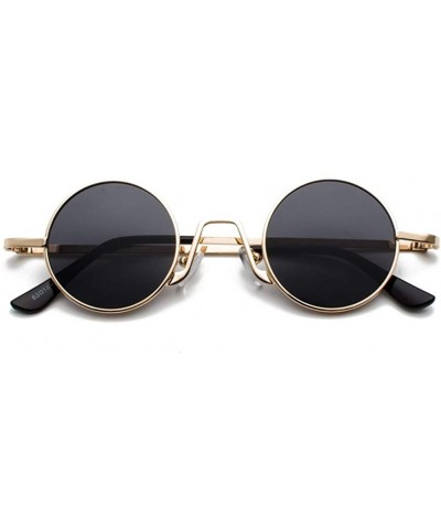 Round Round Vintage Sunglasses Men Gift Retro Sun Glasses Women Small Metal Fashion - Gold With Black - CS18IU36UE0 $11.55