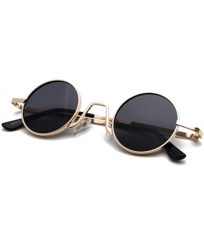 Round Round Vintage Sunglasses Men Gift Retro Sun Glasses Women Small Metal Fashion - Gold With Black - CS18IU36UE0 $11.55