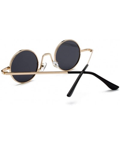 Round Round Vintage Sunglasses Men Gift Retro Sun Glasses Women Small Metal Fashion - Gold With Black - CS18IU36UE0 $11.55