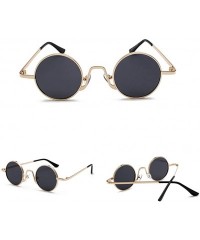 Round Round Vintage Sunglasses Men Gift Retro Sun Glasses Women Small Metal Fashion - Gold With Black - CS18IU36UE0 $11.55