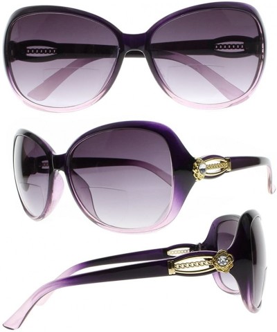 Butterfly Stylish Bifocal Reading Glasses Flower With Diamond Sun Readers UV400Tinted Sunglasses - Purple - C818ERS5XQ0 $19.61