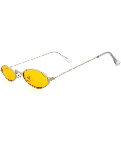 Round Fashion Trend Metal Frame Oval Personality Sunglasses for Men and Women - Silver Frame Yellow Lens - C818R23D89G $22.21