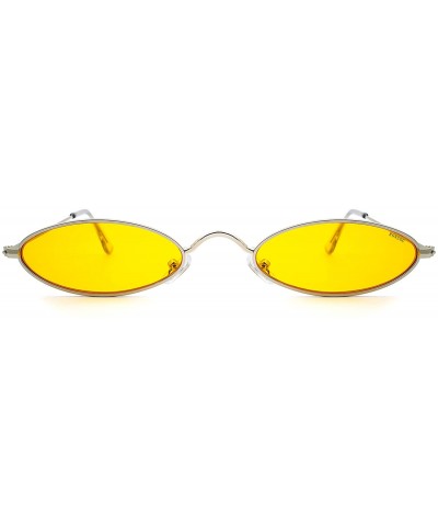 Round Fashion Trend Metal Frame Oval Personality Sunglasses for Men and Women - Silver Frame Yellow Lens - C818R23D89G $9.73