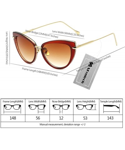 Oval Women Clear Lens Fashion Retro Cateye Eyeglasses Classic Eyewear Sunglasses - Brown - C21805QOS5Z $11.96