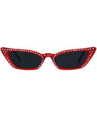 Rectangular Womens Skinny Sunglasses Rhinestone Rectangular Cateye Frame UV 400 - Red (Black) - CT18IDNW432 $13.02