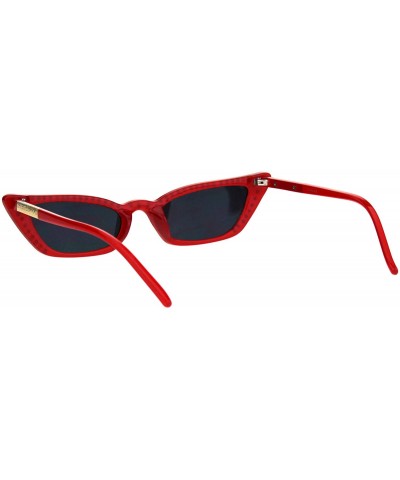 Rectangular Womens Skinny Sunglasses Rhinestone Rectangular Cateye Frame UV 400 - Red (Black) - CT18IDNW432 $13.02