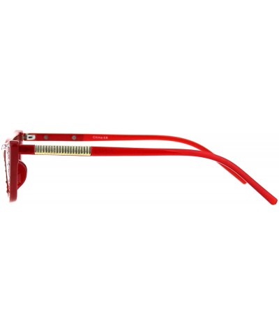 Rectangular Womens Skinny Sunglasses Rhinestone Rectangular Cateye Frame UV 400 - Red (Black) - CT18IDNW432 $13.02