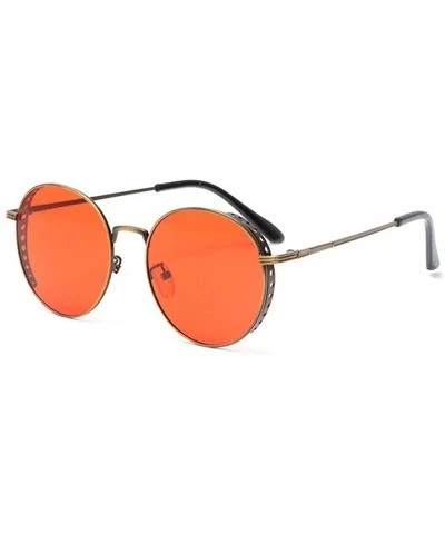 Goggle 2019 New Metal Round Hollow Punk Style Trend Sunglasses Women Sunglasses Mens Goggle - Red - CI18YEZ3QDI $25.05