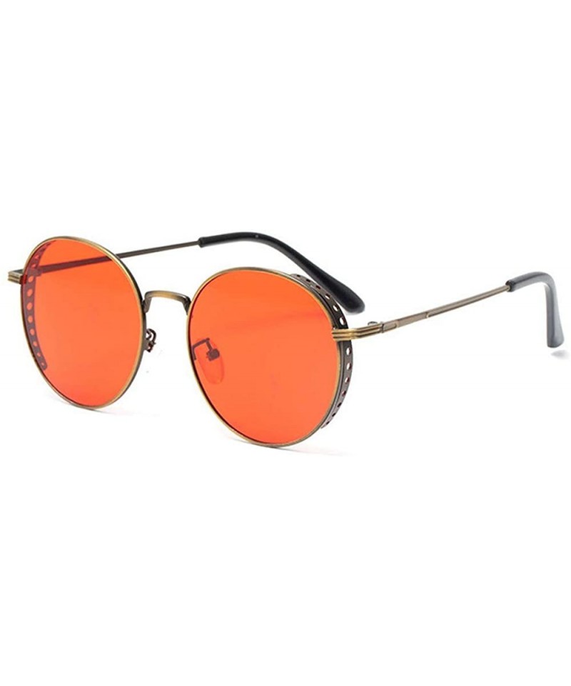 Goggle 2019 New Metal Round Hollow Punk Style Trend Sunglasses Women Sunglasses Mens Goggle - Red - CI18YEZ3QDI $15.16