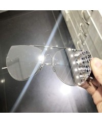 Round Fashion New Personality Cat Sunglasses Female Metal Color Lens Men sunglasses - Silver - CZ18WNR4MW9 $12.79