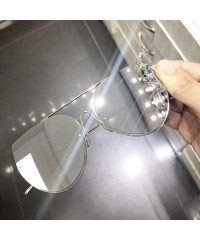 Round Fashion New Personality Cat Sunglasses Female Metal Color Lens Men sunglasses - Silver - CZ18WNR4MW9 $12.79