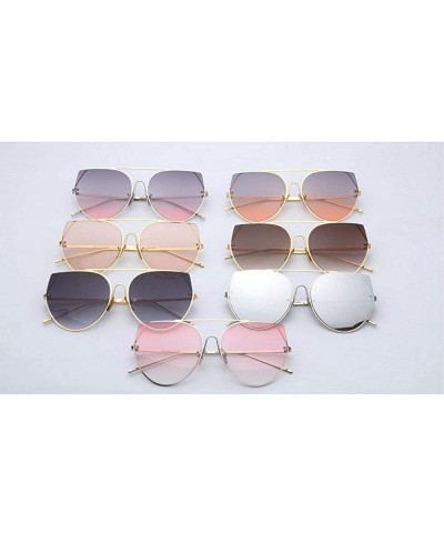 Round Fashion New Personality Cat Sunglasses Female Metal Color Lens Men sunglasses - Silver - CZ18WNR4MW9 $12.79