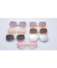 Round Fashion New Personality Cat Sunglasses Female Metal Color Lens Men sunglasses - Silver - CZ18WNR4MW9 $12.79