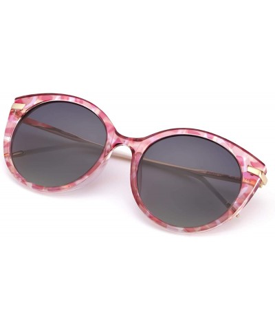 Oversized Polarized Cute Cat Eye Sunglasses for Women - Classic Round Mirrored Lens - UV400 for Driving Fishing - C018SUAU74A...