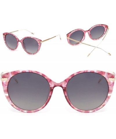 Oversized Polarized Cute Cat Eye Sunglasses for Women - Classic Round Mirrored Lens - UV400 for Driving Fishing - C018SUAU74A...