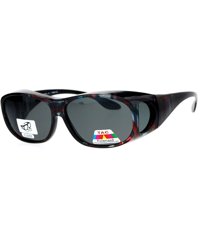 Rectangular Polarized Womens 63mm Over the Glasses Rectangular Fit Over Sunglasses - Dark Red - CX12NH3HSML $12.95