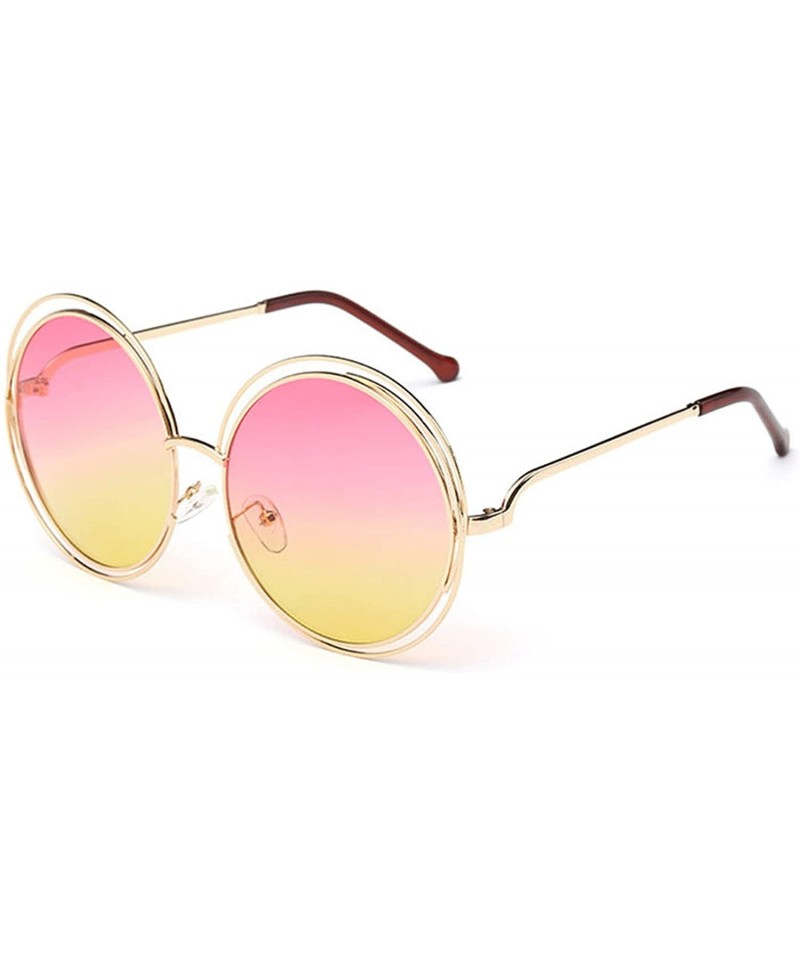 Oversized Oversized lens Mirror Sunglasses Women Brand Designer Metal Frame Lady Sun Glasses - 5-gold-pinkyellow - C518W6G23E...