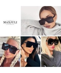 Oversized Squared Oversized Sunglasses for Women Men-Fashion Stylish Flat Top Design Big Shades UV Protection 8076 - C3197Q0G...