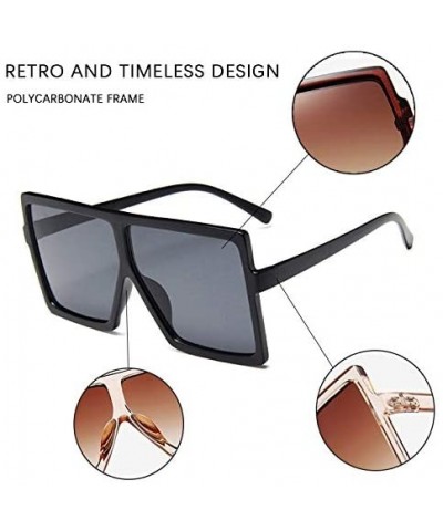 Oversized Squared Oversized Sunglasses for Women Men-Fashion Stylish Flat Top Design Big Shades UV Protection 8076 - C3197Q0G...