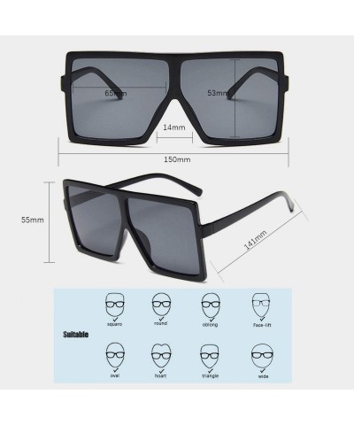 Oversized Squared Oversized Sunglasses for Women Men-Fashion Stylish Flat Top Design Big Shades UV Protection 8076 - C3197Q0G...